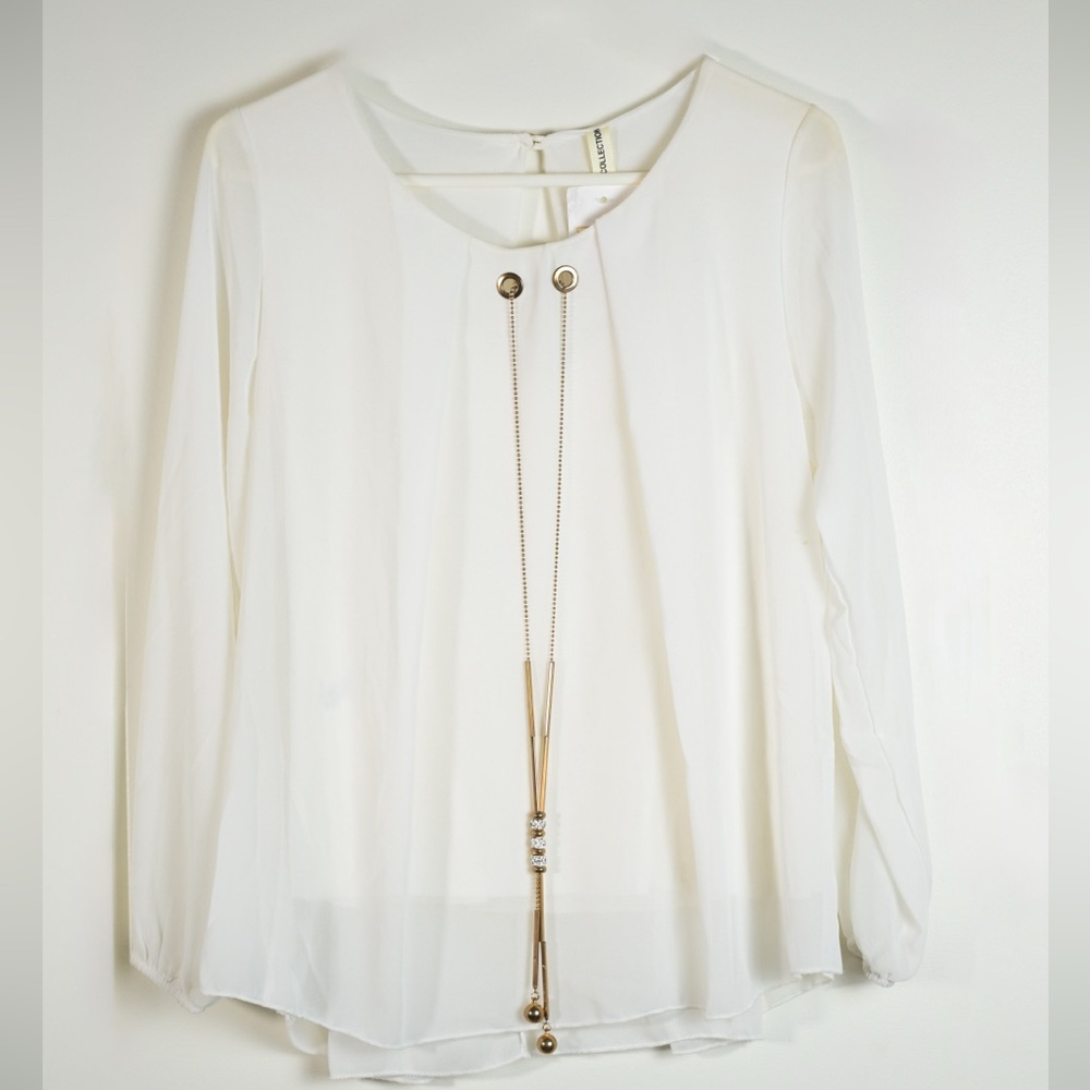 Elegant White Blouse with Chain Detail